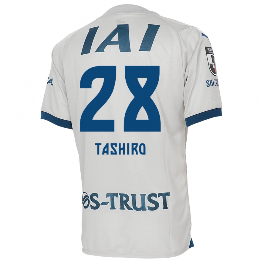 Férfi Labdarúgás Hiroto Tashiro #28 Fehér Kék Idegenbeli Jersey 2024/25 Mez Póló Ing