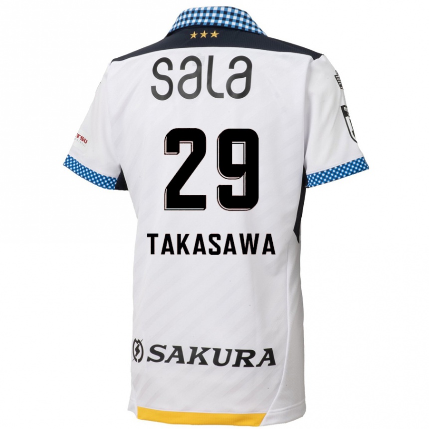 Férfi Labdarúgás Kaito Takasawa #29 Fehér Fekete Idegenbeli Jersey 2024/25 Mez Póló Ing