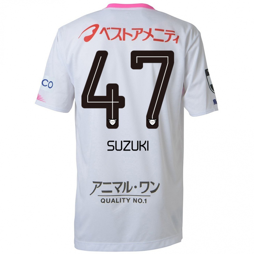 Férfi Labdarúgás Daichi Suzuki #47 Fehér Kék Rózsaszín Idegenbeli Jersey 2024/25 Mez Póló Ing