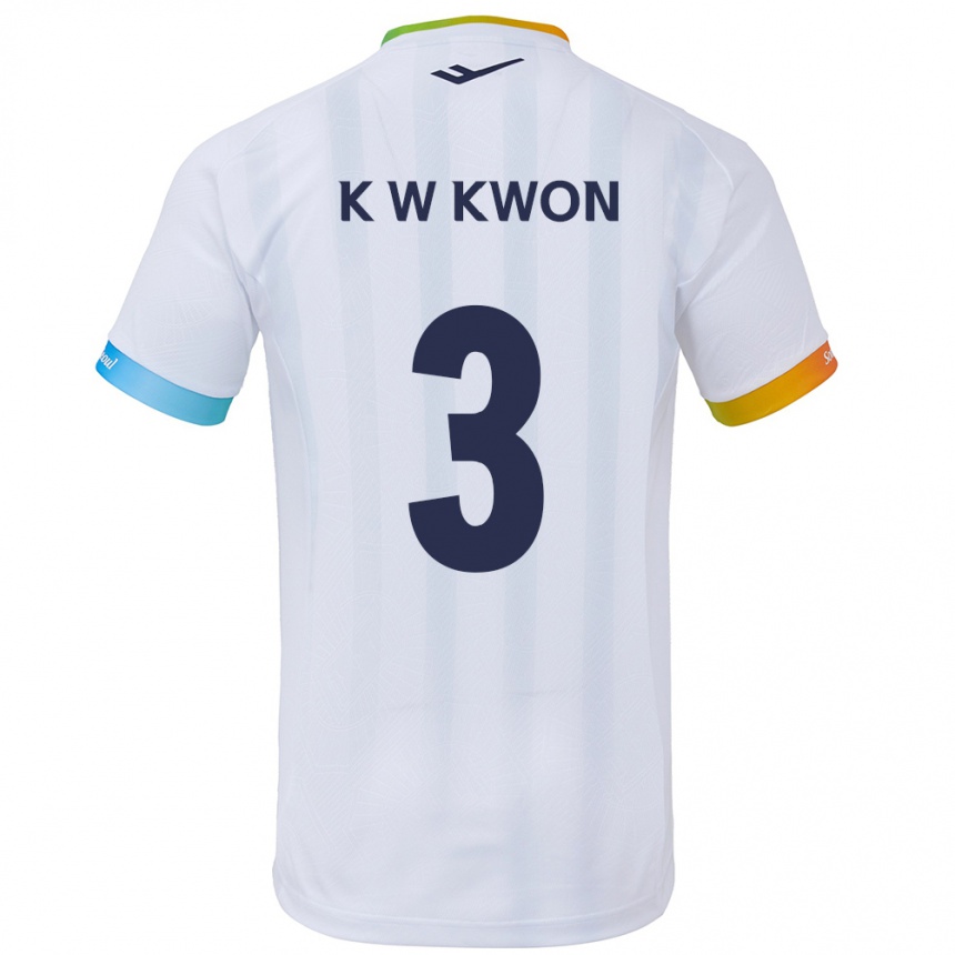 Férfi Labdarúgás Wan-Kyu Kwon #3 Fehér Kék Idegenbeli Jersey 2024/25 Mez Póló Ing