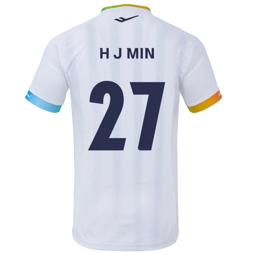 Férfi Labdarúgás Ji-Hoon Min #27 Fehér Kék Idegenbeli Jersey 2024/25 Mez Póló Ing