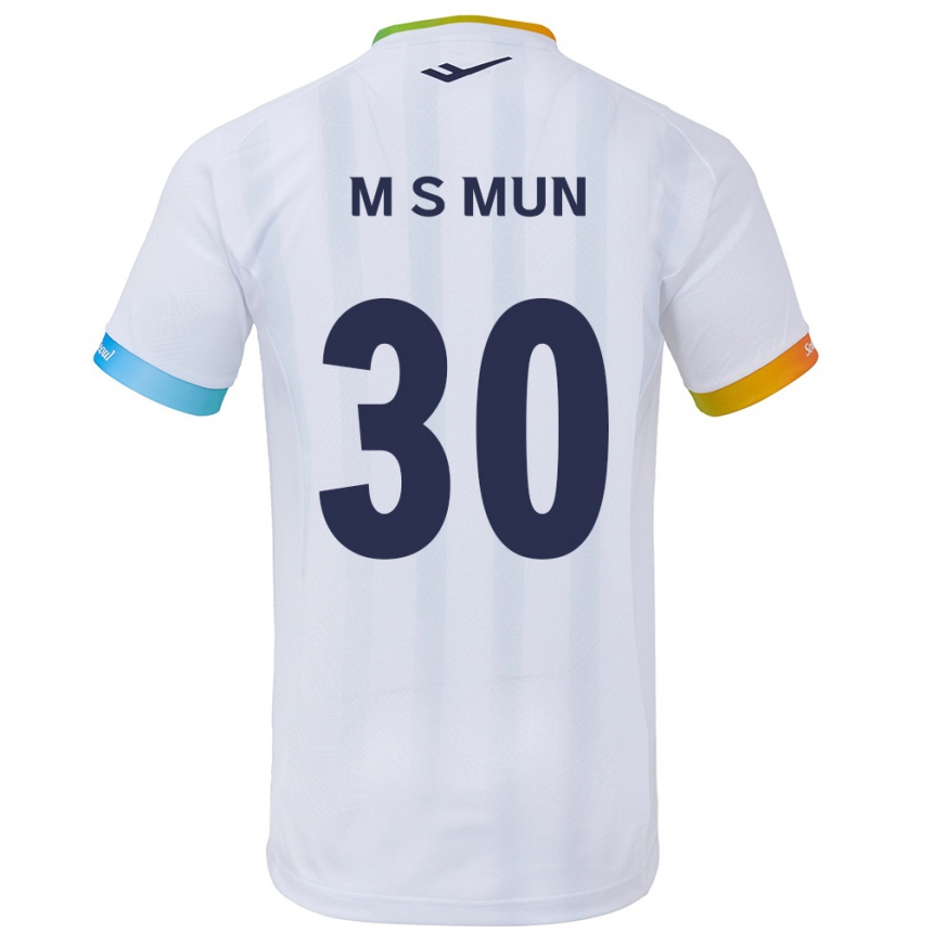 Férfi Labdarúgás Seong-Min Mun #30 Fehér Kék Idegenbeli Jersey 2024/25 Mez Póló Ing