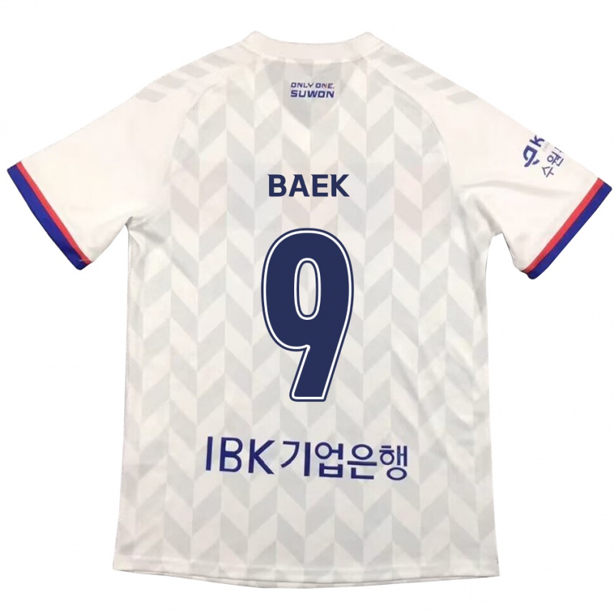 Férfi Labdarúgás Kyeong Baek #9 Fehér Kék Idegenbeli Jersey 2024/25 Mez Póló Ing