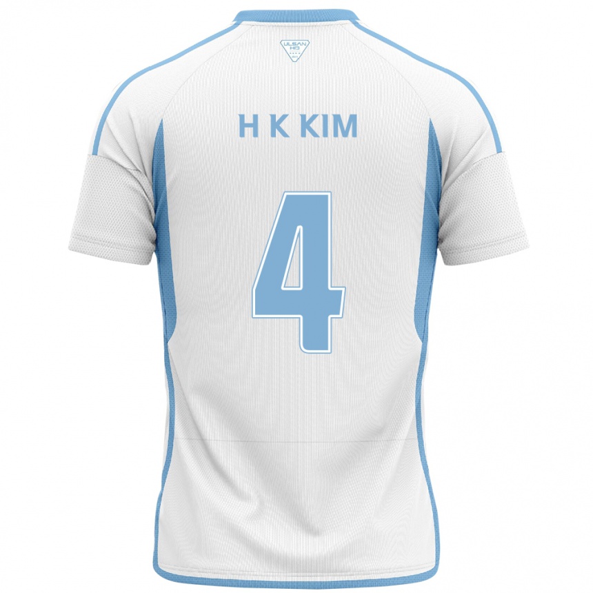 Férfi Labdarúgás Kee-Hee Kim #4 Fehér Kék Idegenbeli Jersey 2024/25 Mez Póló Ing