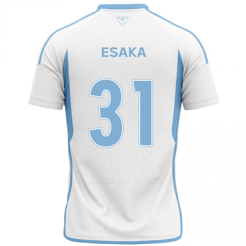 Férfi Labdarúgás Ataru Esaka #31 Fehér Kék Idegenbeli Jersey 2024/25 Mez Póló Ing