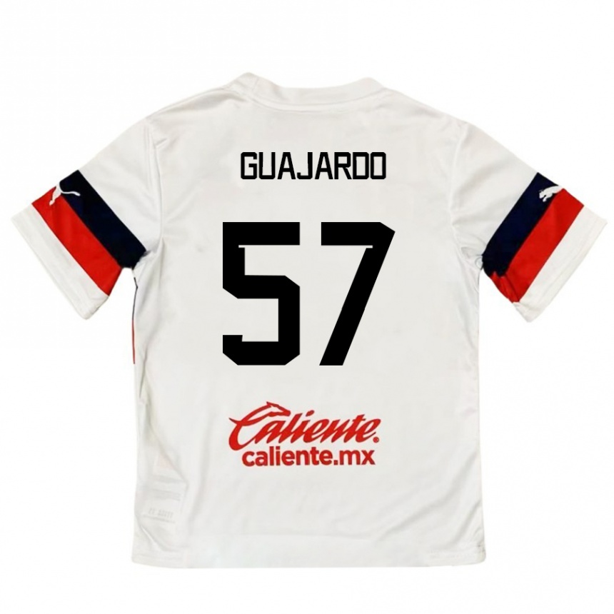 Férfi Labdarúgás Dylan Guajardo #57 Fehér Piros Idegenbeli Jersey 2024/25 Mez Póló Ing