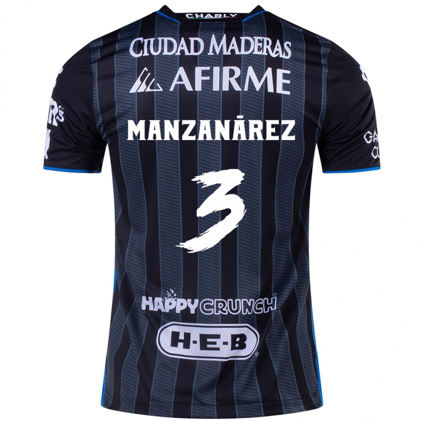 Férfi Labdarúgás Óscar Manzanárez #3 Fehér Fekete Idegenbeli Jersey 2024/25 Mez Póló Ing