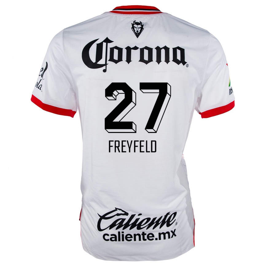 Férfi Labdarúgás Emiliano Freyfeld #27 Fehér Piros Idegenbeli Jersey 2024/25 Mez Póló Ing