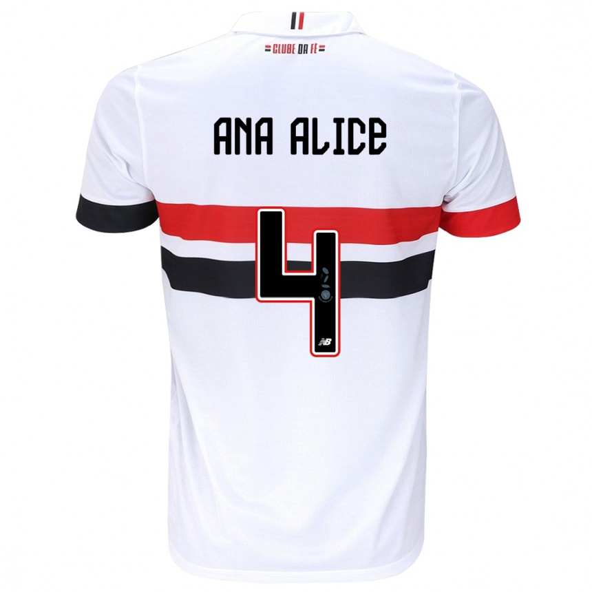 Női Labdarúgás Ana Alice Luciano Da Silva #4 Fehér Piros Fekete Hazai Jersey 2024/25 Mez Póló Ing