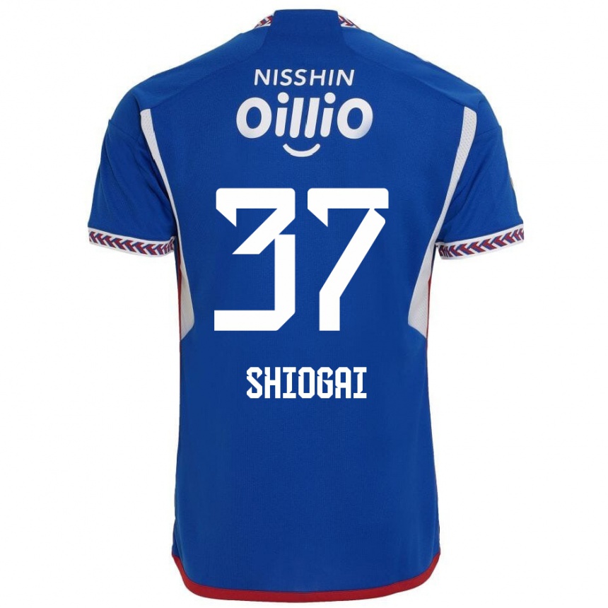 Női Labdarúgás Kento Shiogai #37 Kék Fehér Piros Hazai Jersey 2024/25 Mez Póló Ing