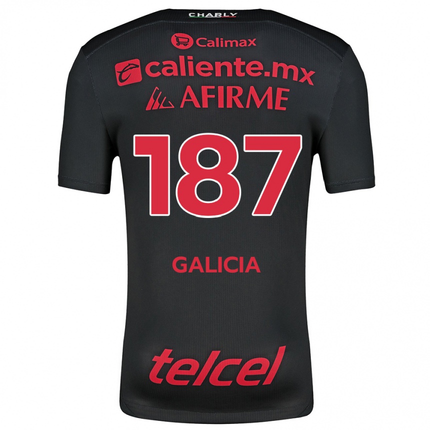 Női Labdarúgás Carlos Galicia #187 Fekete Piros Hazai Jersey 2024/25 Mez Póló Ing