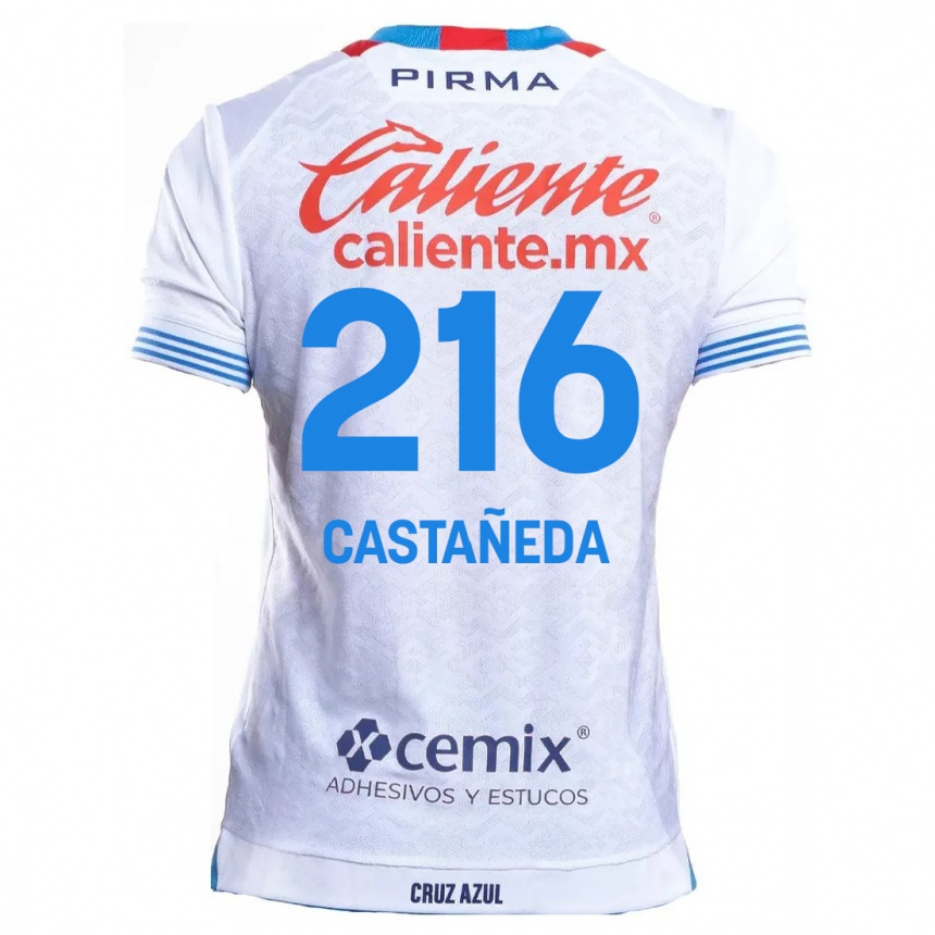 Női Labdarúgás Ian Castañeda #216 Fehér Kék Idegenbeli Jersey 2024/25 Mez Póló Ing