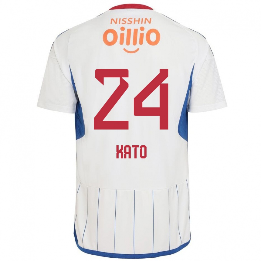 Női Labdarúgás Hijiri Kato #24 Fehér Kék Piros Idegenbeli Jersey 2024/25 Mez Póló Ing