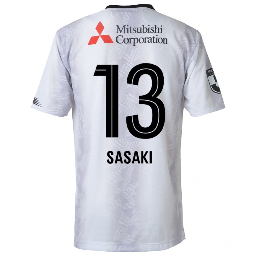 Női Labdarúgás Shoei Sasaki #13 Fehér Fekete Idegenbeli Jersey 2024/25 Mez Póló Ing