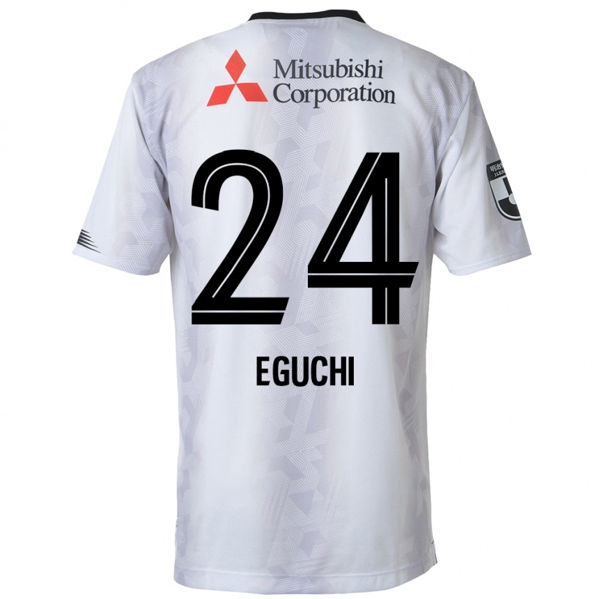 Női Labdarúgás Kaito Eguchi #24 Fehér Fekete Idegenbeli Jersey 2024/25 Mez Póló Ing