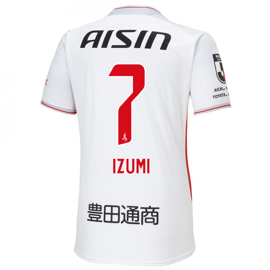 Női Labdarúgás Ryuji Izumi #7 Fehér Sárga Piros Idegenbeli Jersey 2024/25 Mez Póló Ing