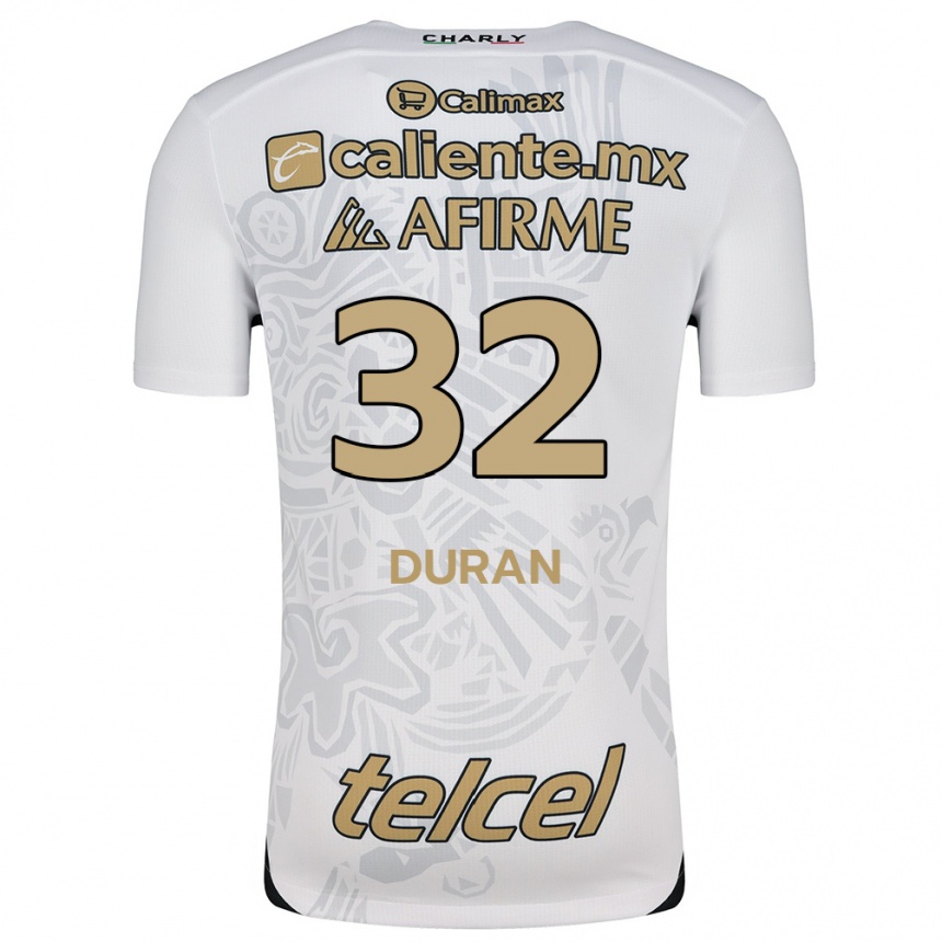 Női Labdarúgás Ailed Duran #32 Fehér Fekete Idegenbeli Jersey 2024/25 Mez Póló Ing