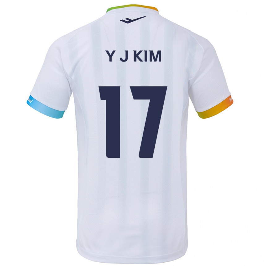 Női Labdarúgás Jin-Ya Kim #17 Fehér Kék Idegenbeli Jersey 2024/25 Mez Póló Ing