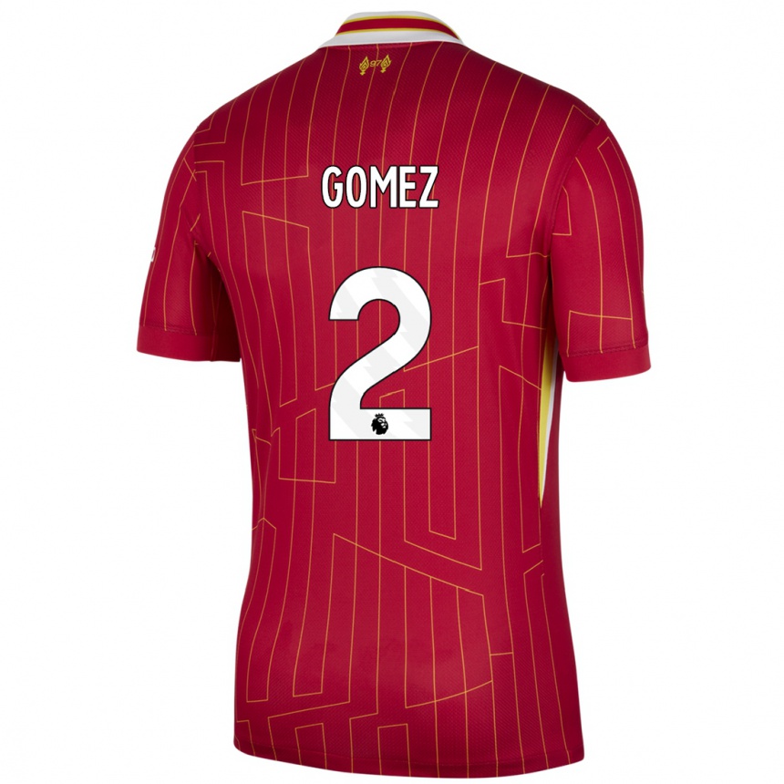 Gyermek Labdarúgás Joe Gomez #2 Piros Sárga Fehér Hazai Jersey 2024/25 Mez Póló Ing