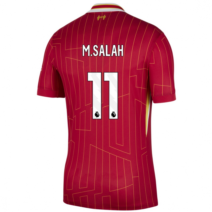 Gyermek Labdarúgás Mohamed Salah #11 Piros Sárga Fehér Hazai Jersey 2024/25 Mez Póló Ing