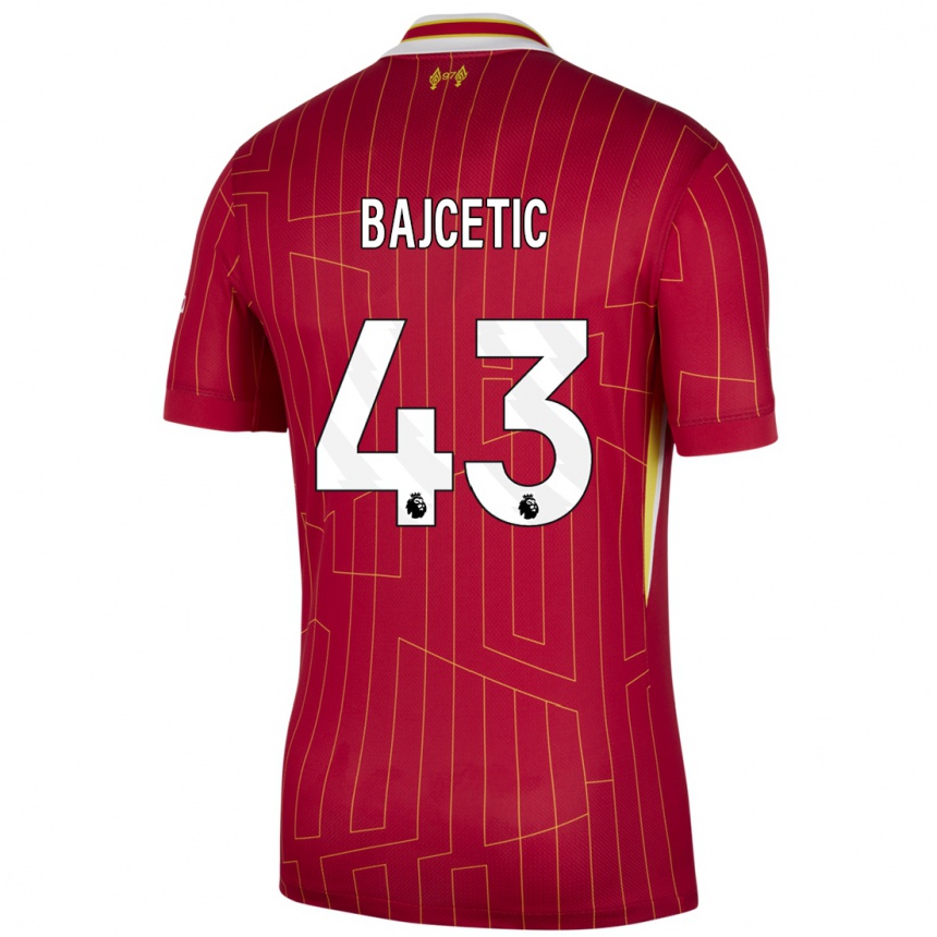 Gyermek Labdarúgás Stefan Bajcetic #43 Piros Sárga Fehér Hazai Jersey 2024/25 Mez Póló Ing