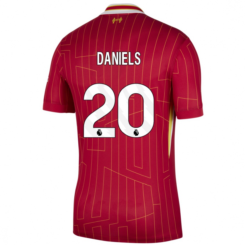 Gyermek Labdarúgás Yana Daniels #20 Piros Sárga Fehér Hazai Jersey 2024/25 Mez Póló Ing