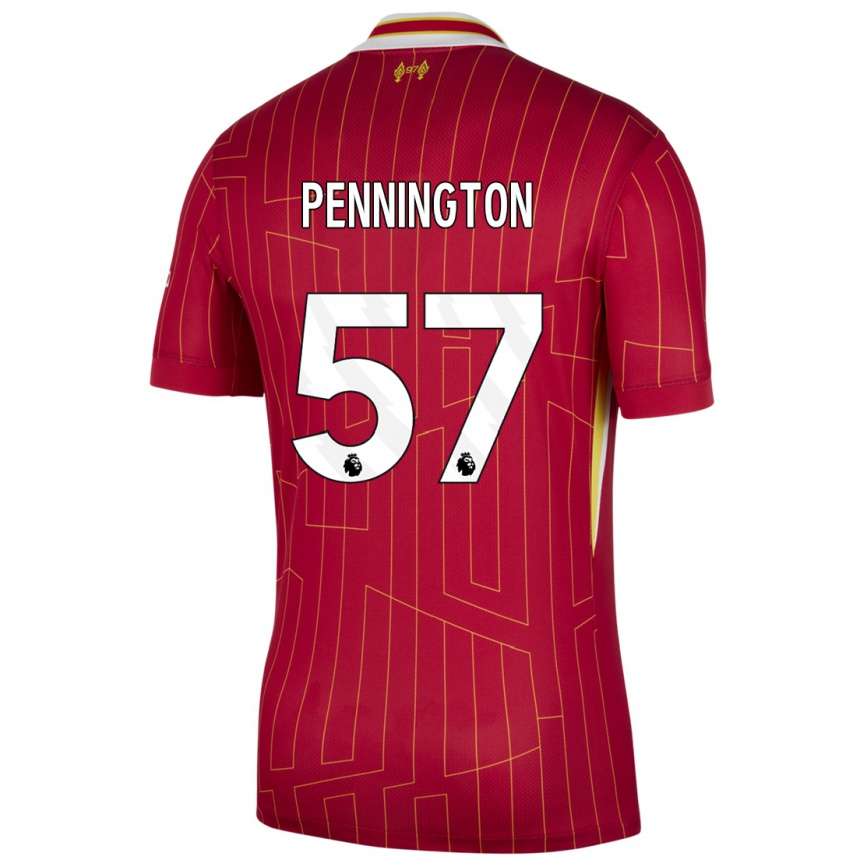 Gyermek Labdarúgás Cody Pennington #57 Piros Sárga Fehér Hazai Jersey 2024/25 Mez Póló Ing