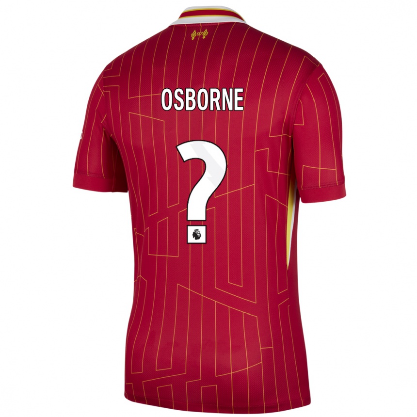 Gyermek Labdarúgás Niall Osborne #0 Piros Sárga Fehér Hazai Jersey 2024/25 Mez Póló Ing