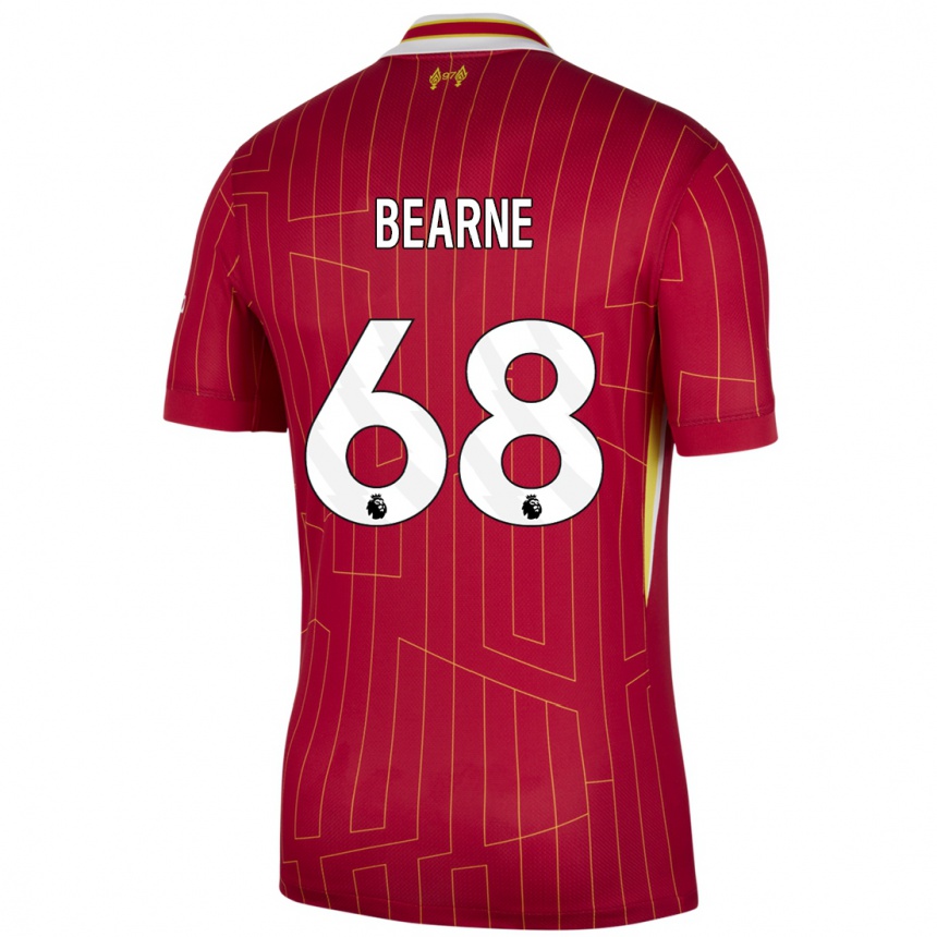 Gyermek Labdarúgás Jack Bearne #68 Piros Sárga Fehér Hazai Jersey 2024/25 Mez Póló Ing