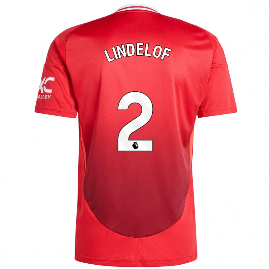 Gyermek Labdarúgás Victor Lindelof #2 Élénkpiros Hazai Jersey 2024/25 Mez Póló Ing