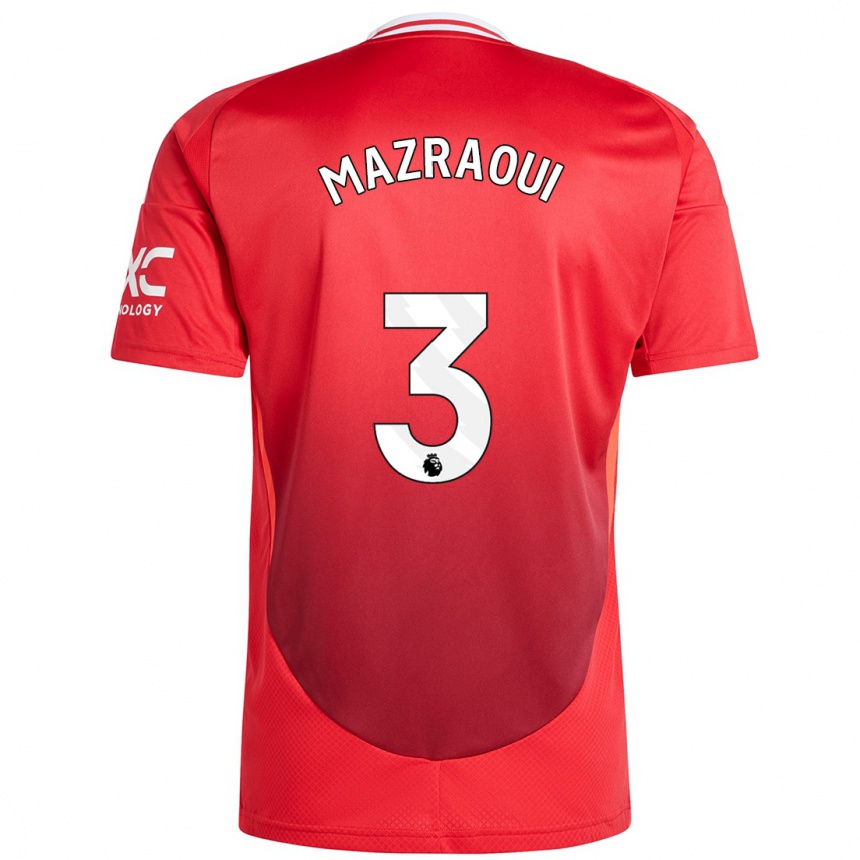 Gyermek Labdarúgás Noussair Mazraoui #3 Élénkpiros Hazai Jersey 2024/25 Mez Póló Ing