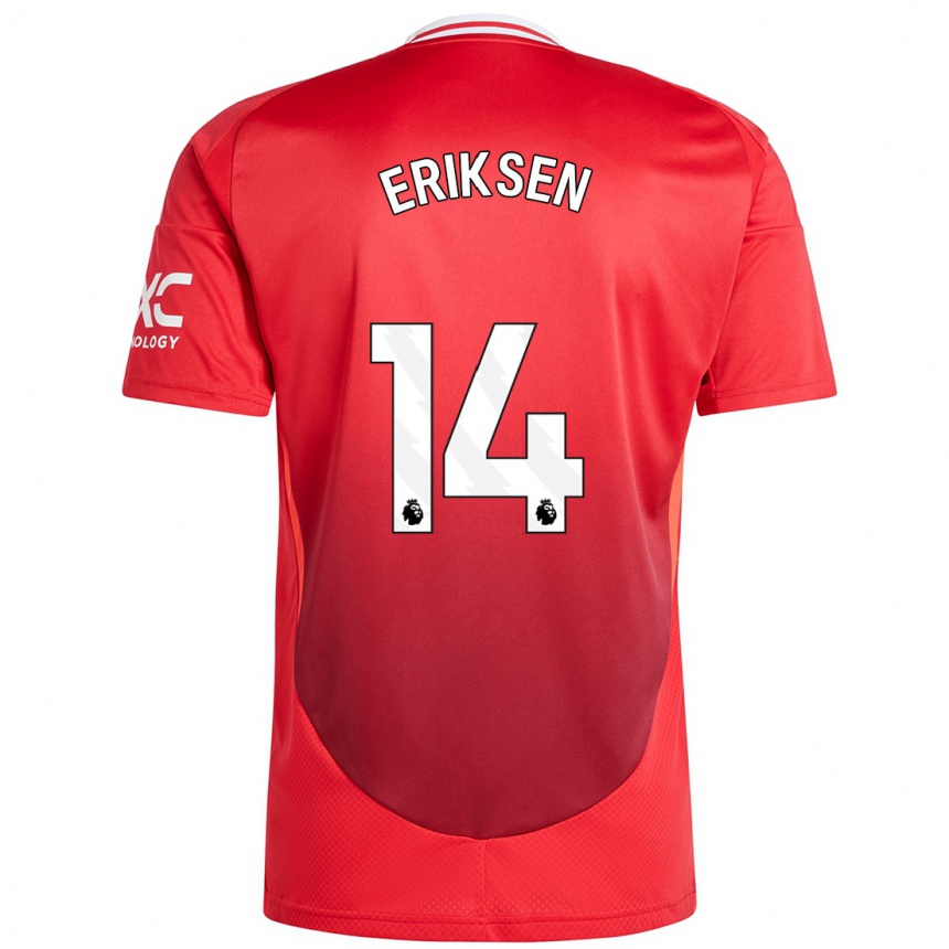 Gyermek Labdarúgás Christian Eriksen #14 Élénkpiros Hazai Jersey 2024/25 Mez Póló Ing