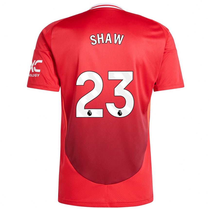 Gyermek Labdarúgás Luke Shaw #23 Élénkpiros Hazai Jersey 2024/25 Mez Póló Ing