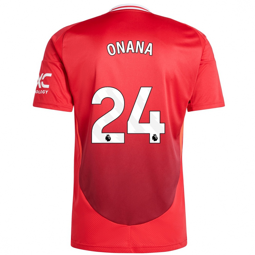 Gyermek Labdarúgás Andre Onana #24 Élénkpiros Hazai Jersey 2024/25 Mez Póló Ing