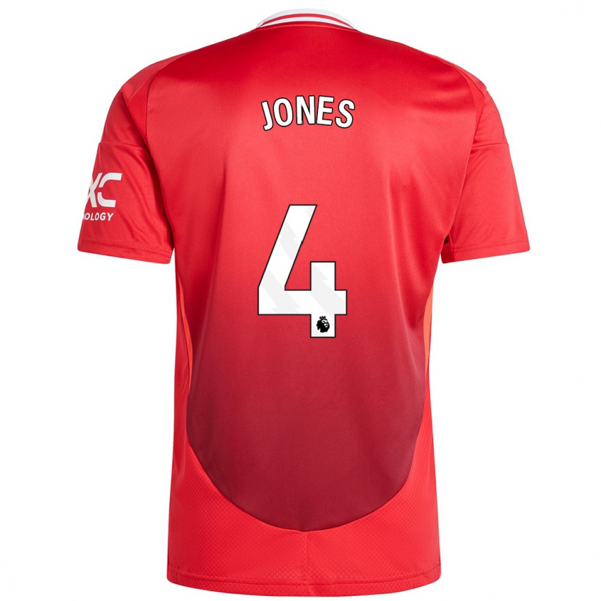 Gyermek Labdarúgás Phil Jones #4 Élénkpiros Hazai Jersey 2024/25 Mez Póló Ing