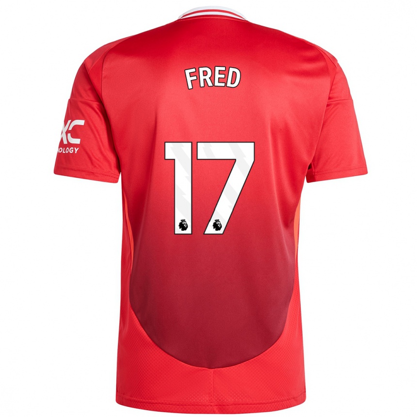 Gyermek Labdarúgás Fred #17 Élénkpiros Hazai Jersey 2024/25 Mez Póló Ing