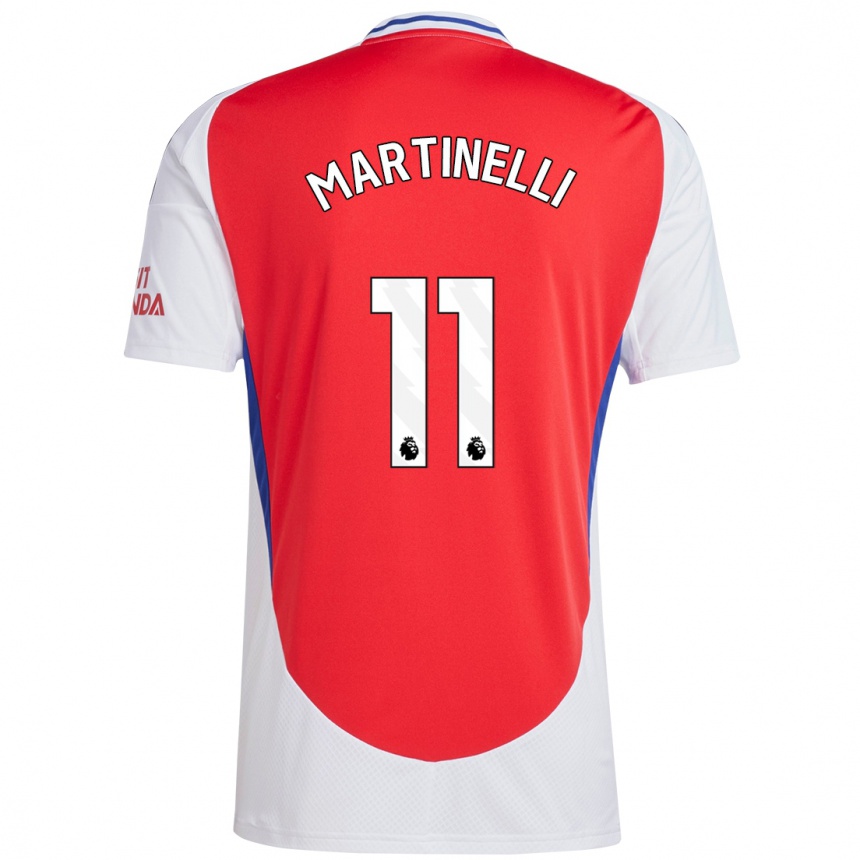 Gyermek Labdarúgás Gabriel Martinelli #11 Piros Fehér Hazai Jersey 2024/25 Mez Póló Ing