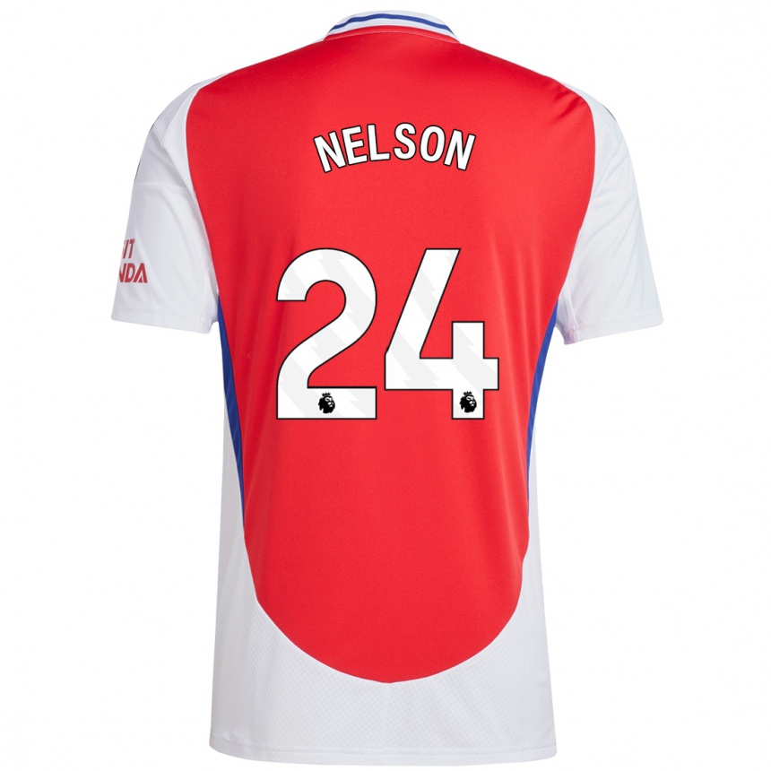 Gyermek Labdarúgás Reiss Nelson #24 Piros Fehér Hazai Jersey 2024/25 Mez Póló Ing