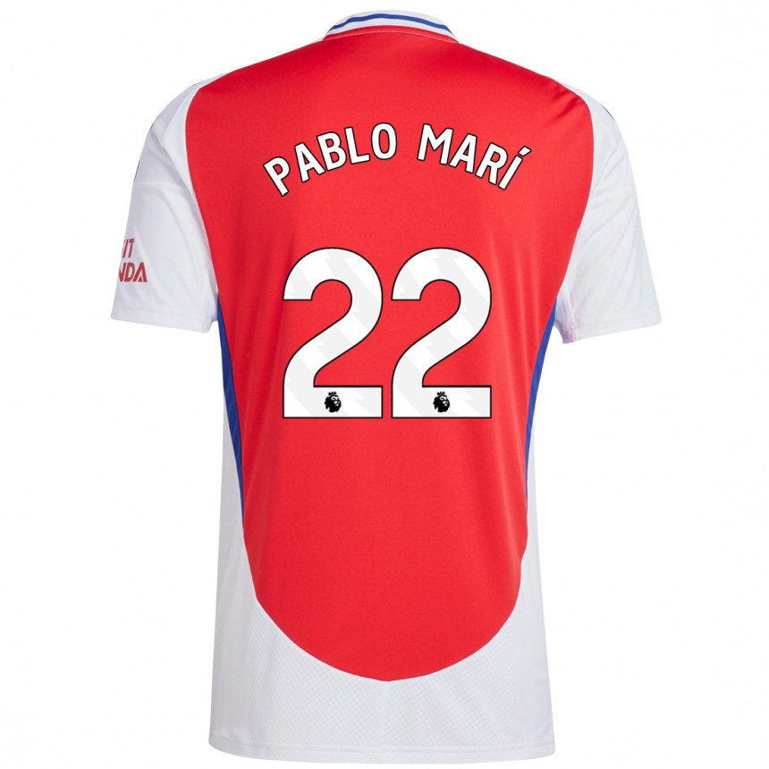 Gyermek Labdarúgás Pablo Mari #22 Piros Fehér Hazai Jersey 2024/25 Mez Póló Ing