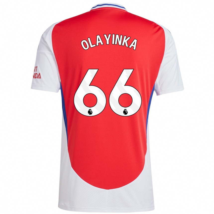 Gyermek Labdarúgás James Olayinka #66 Piros Fehér Hazai Jersey 2024/25 Mez Póló Ing