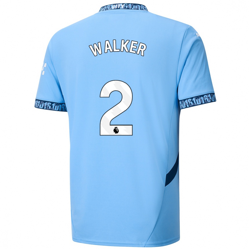 Gyermek Labdarúgás Kyle Walker #2 Sötétkék Hazai Jersey 2024/25 Mez Póló Ing