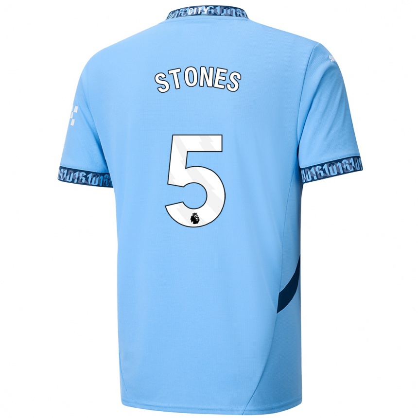 Gyermek Labdarúgás John Stones #5 Sötétkék Hazai Jersey 2024/25 Mez Póló Ing