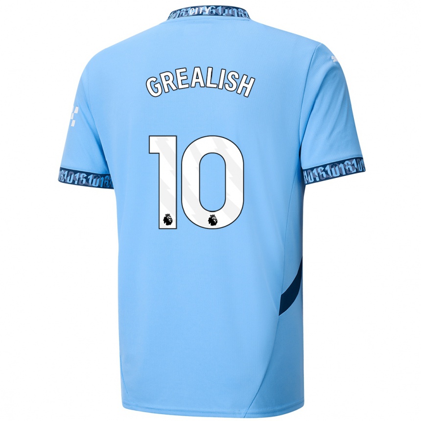 Gyermek Labdarúgás Jack Grealish #10 Sötétkék Hazai Jersey 2024/25 Mez Póló Ing