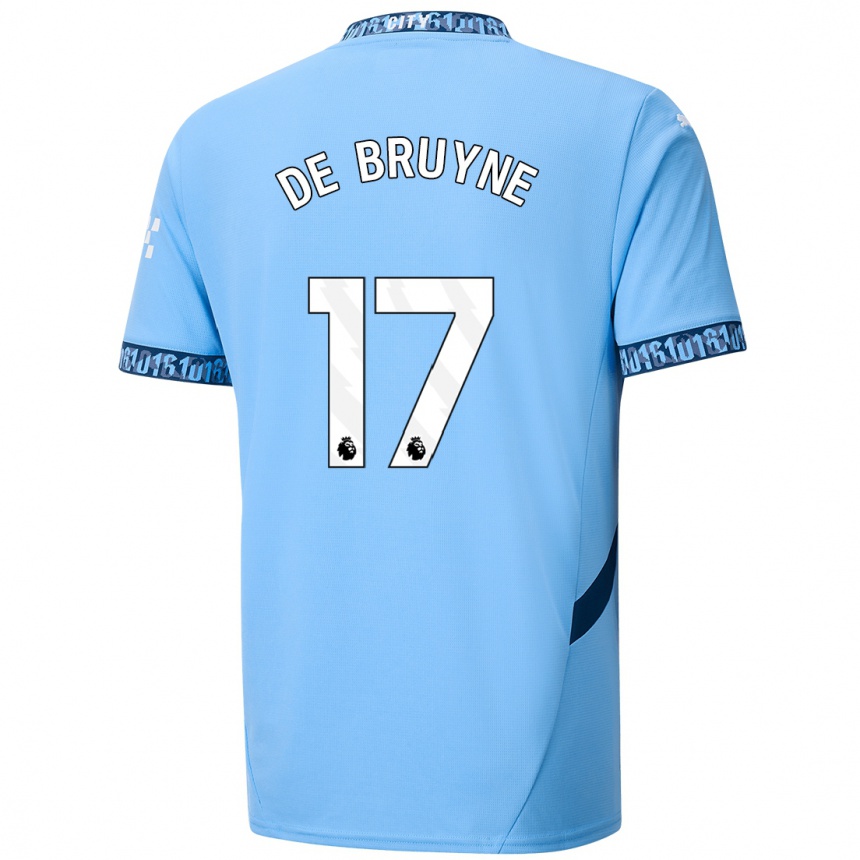 Gyermek Labdarúgás Kevin De Bruyne #17 Sötétkék Hazai Jersey 2024/25 Mez Póló Ing