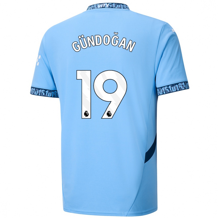 Gyermek Labdarúgás Ilkay Gundogan #19 Sötétkék Hazai Jersey 2024/25 Mez Póló Ing