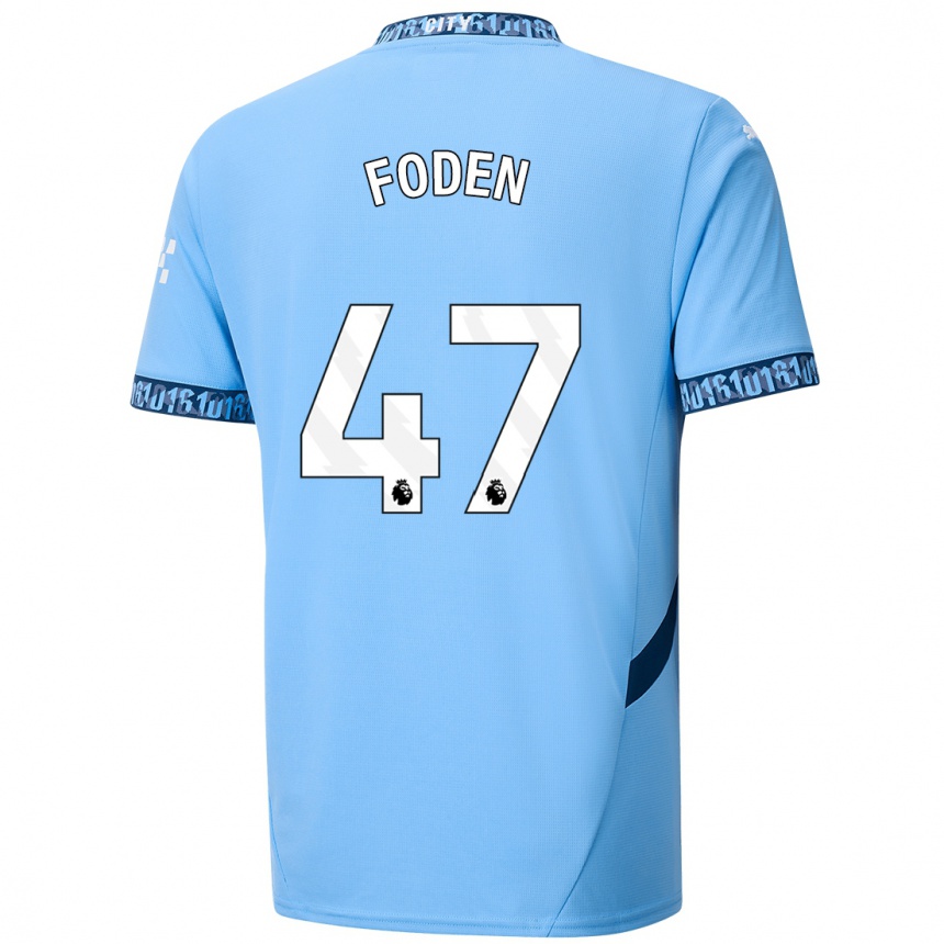 Gyermek Labdarúgás Phil Foden #47 Sötétkék Hazai Jersey 2024/25 Mez Póló Ing