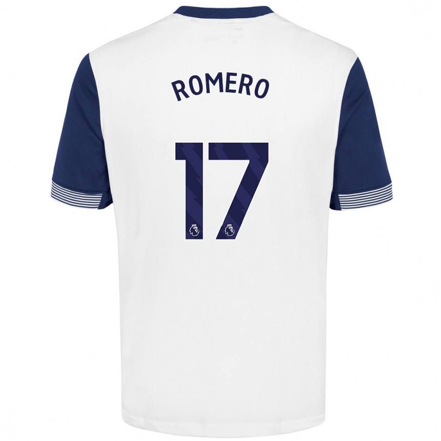 Gyermek Labdarúgás Cristian Romero #17 Fehér Kék Hazai Jersey 2024/25 Mez Póló Ing