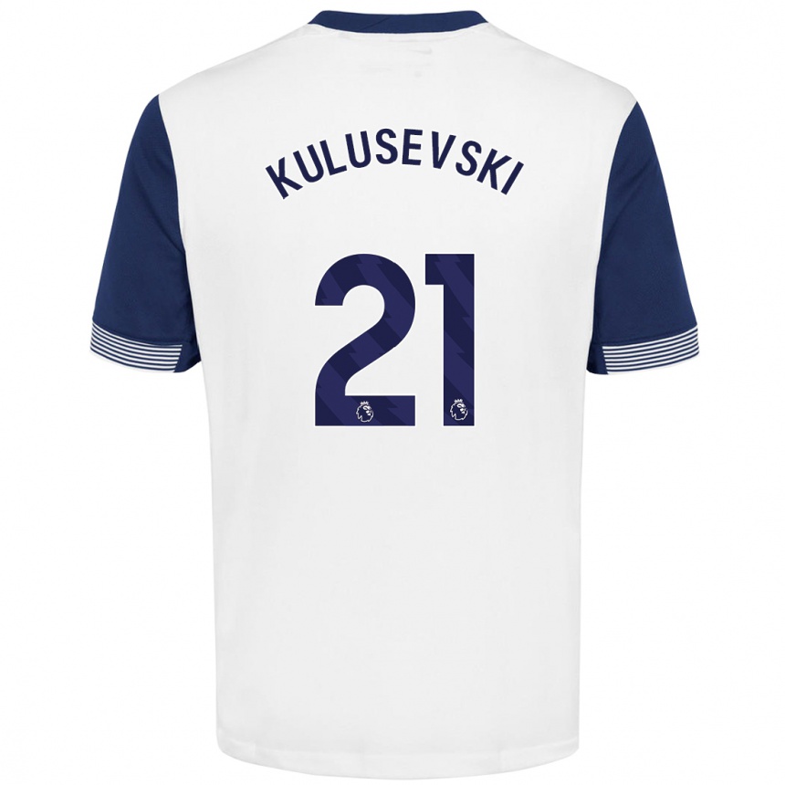 Gyermek Labdarúgás Dejan Kulusevski #21 Fehér Kék Hazai Jersey 2024/25 Mez Póló Ing