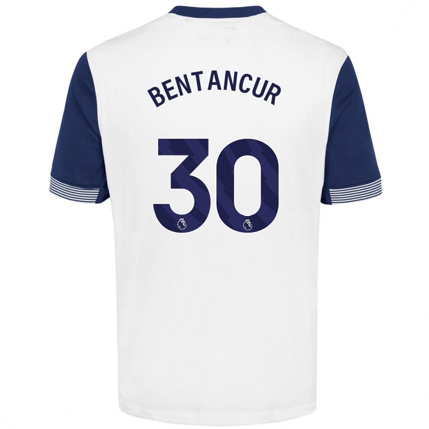 Gyermek Labdarúgás Rodrigo Bentancur #30 Fehér Kék Hazai Jersey 2024/25 Mez Póló Ing