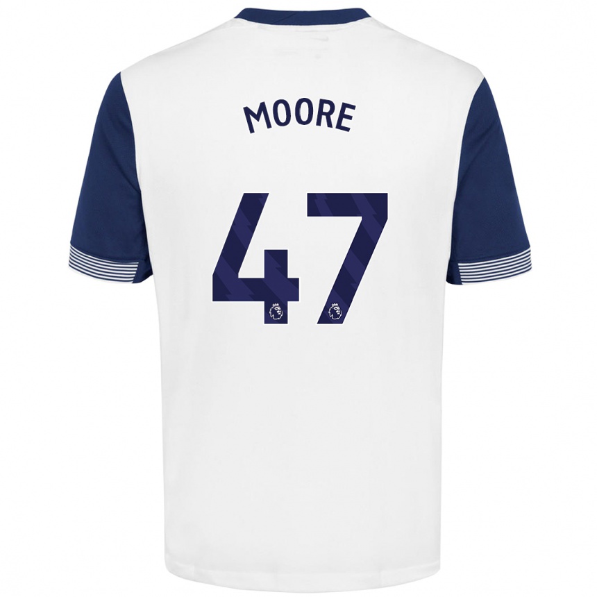 Gyermek Labdarúgás Mikey Moore #47 Fehér Kék Hazai Jersey 2024/25 Mez Póló Ing